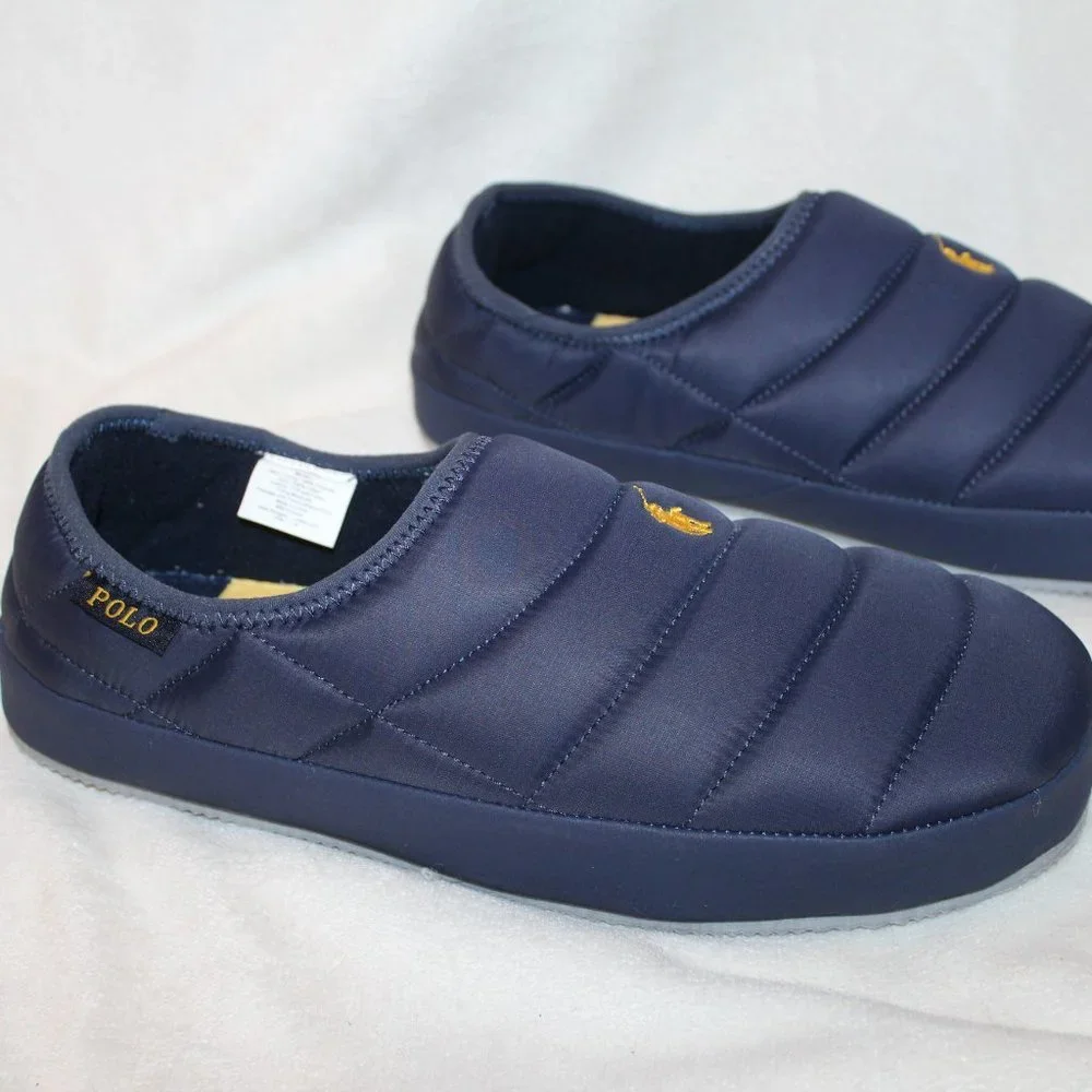 NIB POLO RALPH LAUREN MEN'S PUFFER SLIP ON CLOG‎ SLIPPERS NAVY BLUE